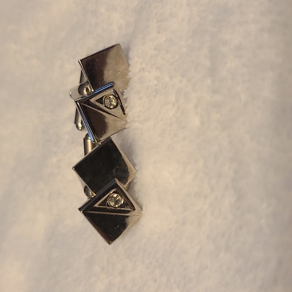 Cufflinks vintage silver color faux stones - Picture 1 of 4